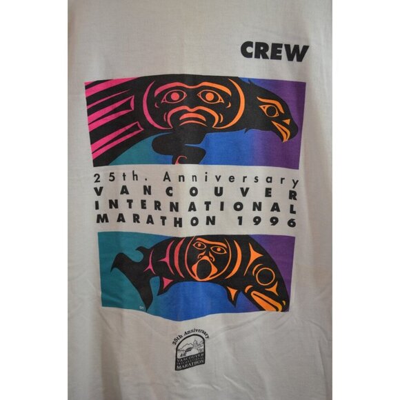 25th Anniversary Vancouver International Marathon 1996 Crew Large White FOTL Vtg - Picture 3 of 10